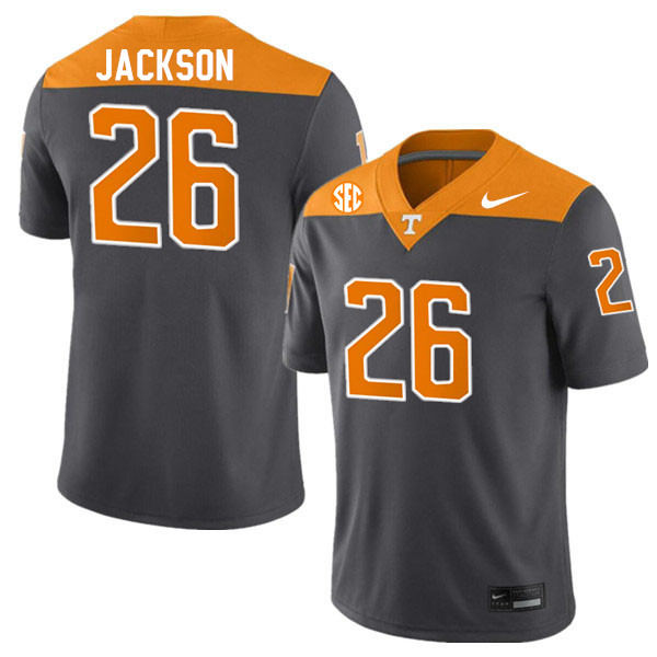 Tennessee Volunteers #26 Theo Jackson College Football Jerseys Stitched Sale-Anthracite
